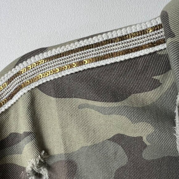Zara denim camouflage embroidered sequin‎ button up jacket women’s size small - Picture 6 of 9